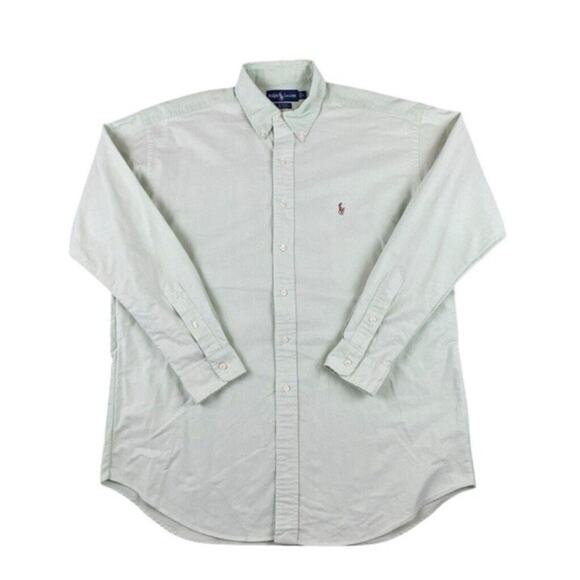 Ralph Lauren Mens Green Button Shirt Color Pony Preppy Yarmouth Size 16.5 - Picture 1 of 11